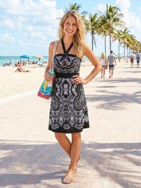 White House Black Market Ring Front Halter Dress